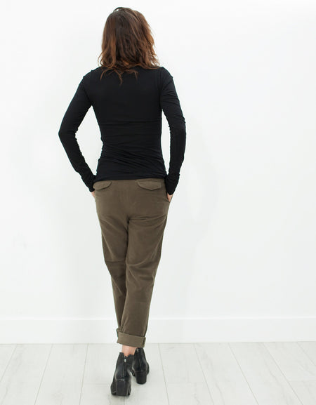 Sueded Cotton Pant in Khaki