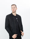 Broken Leather Bomber in Black