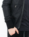 Broken Leather Bomber in Black