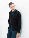 Hidden Placket Cardigan in Black