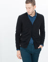 Hidden Placket Cardigan in Black