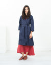 Sateen Trench in Navy