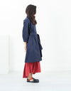 Sateen Trench in Navy