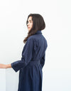 Sateen Trench in Navy