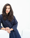 Sateen Trench in Navy