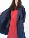 Sateen Trench in Navy
