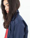 Sateen Trench in Navy