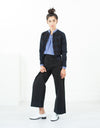 Quilt Pattern Cardigan in Black/Navy