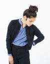Quilt Pattern Cardigan in Black/Navy
