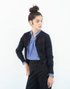 Quilt Pattern Cardigan in Black/Navy
