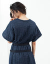 Quilted Mesh T-Shirt Dress in Navy