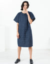 Quilted Mesh T-Shirt Dress in Navy