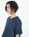 Quilted Mesh T-Shirt Dress in Navy