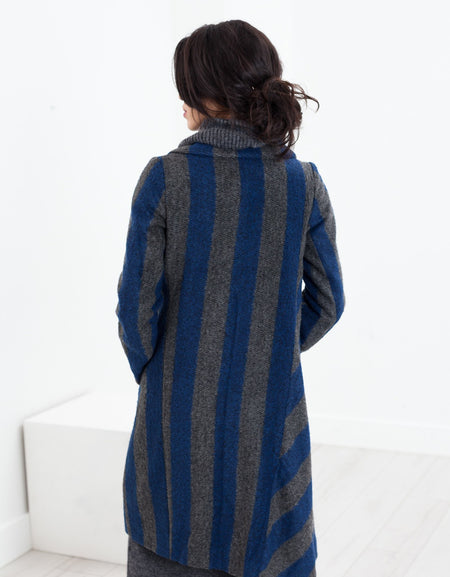 Petale Coat in Silver/Blue