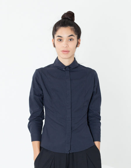 Wrinkled Tux Shirt in Navy