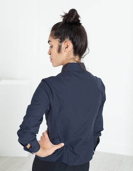 Wrinkled Tux Shirt in Navy