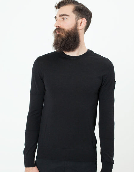 Button Shoulder Pullover in Black