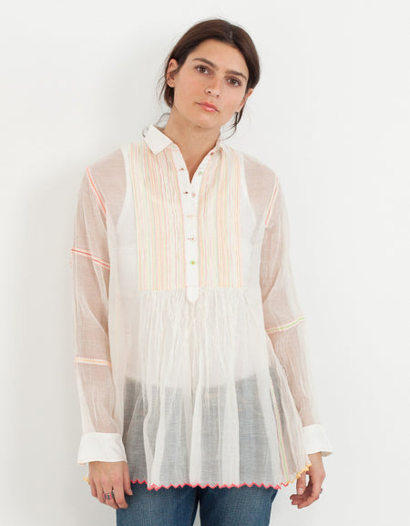 Sheer Rainbow Blouse in White