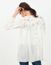 Floral Front Peasant Blouse in White