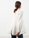 Floral Front Peasant Blouse in White