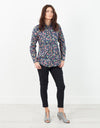 Long Sleeve Blouse in Black/Floral