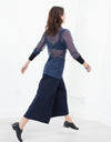 Cuffed Mesh Tee in Navy/Black