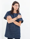 Quilted Mesh Mini Dress in Navy