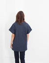 Quilted Mesh Mini Dress in Navy