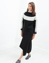 Contrast Felted Sweater in Black