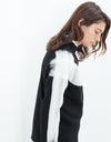 Contrast Felted Sweater in Black