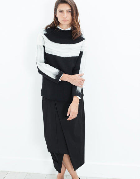Contrast Felted Sweater in Black
