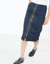 Contrast Zipper Skirt in Navy