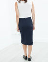 Contrast Zipper Skirt in Navy