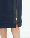Contrast Zipper Skirt in Navy