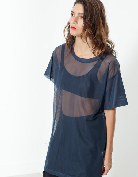Mesh Over Dress in Navy