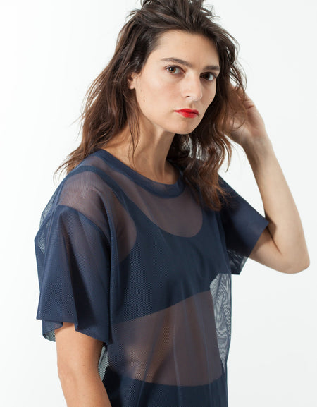 Mesh Over Tee in Navy