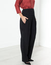 Pleated Waistband Trouser in Black