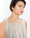 Chiffon Cape Back Dress in Sand
