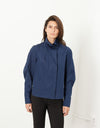 Full Collar Poplin Blouse in Navy