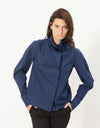Full Collar Poplin Blouse in Navy