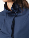 Full Collar Poplin Blouse in Navy