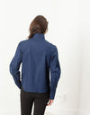 Full Collar Poplin Blouse in Navy