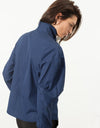 Full Collar Poplin Blouse in Navy