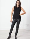 Leather Panel Trouser in Black