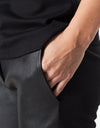 Leather Panel Trouser in Black
