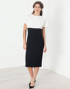 Pearl Fastened Dress in Cream/Black