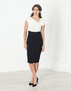 Asymmetric Dress in Cream/Black