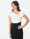 Asymmetric Dress in Cream/Black