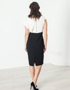 Asymmetric Dress in Cream/Black
