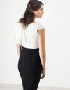 Asymmetric Dress in Cream/Black